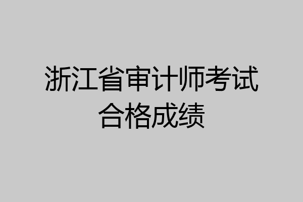 浙江省审计师考试合格成绩