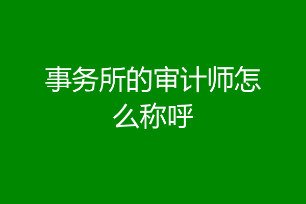 事务所的审计师怎么称呼