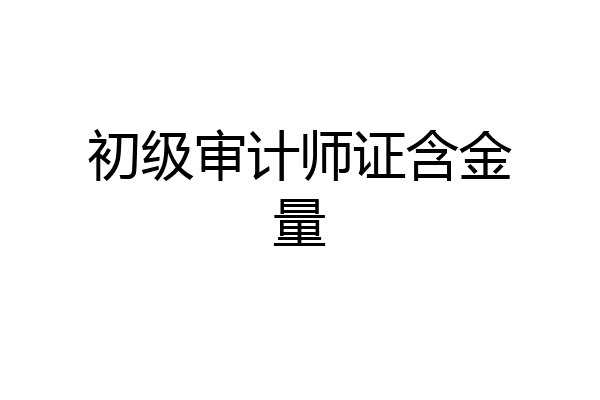 初级审计师证含金量