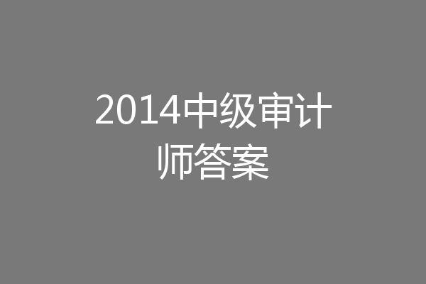 2014中级审计师答案