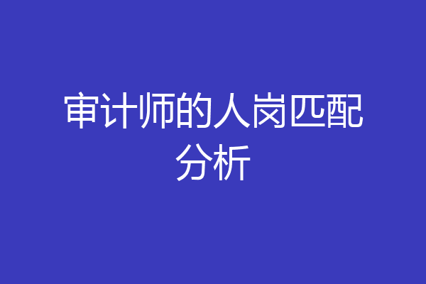 审计师的人岗匹配分析