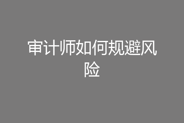 审计师如何规避风险