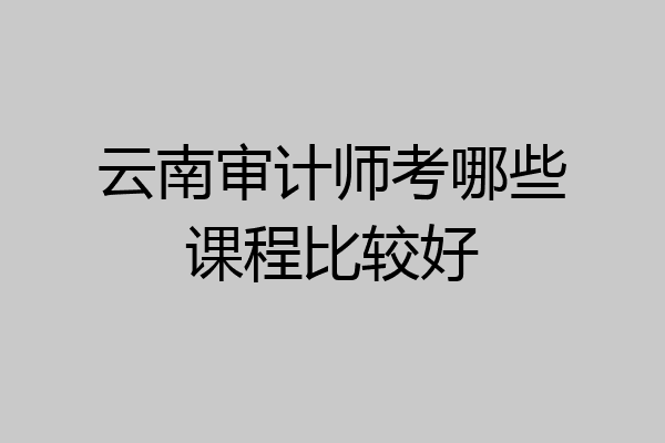 云南审计师考哪些课程比较好