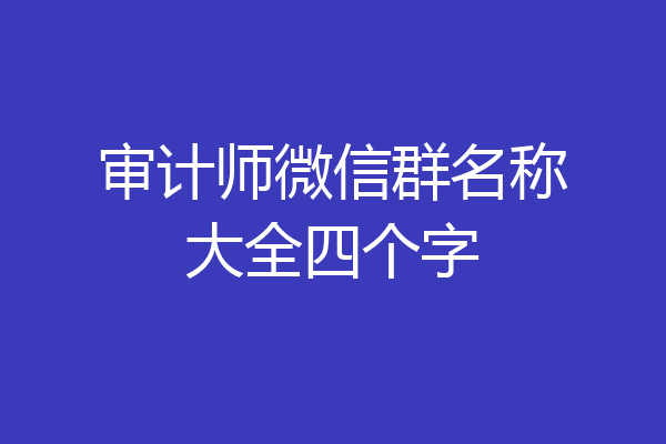 审计师微信群名称大全四个字