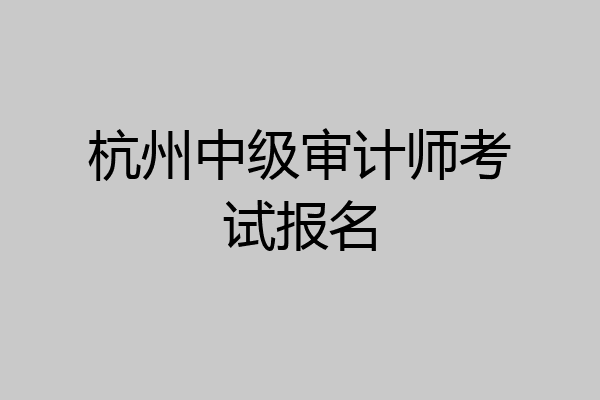 杭州中级审计师考试报名