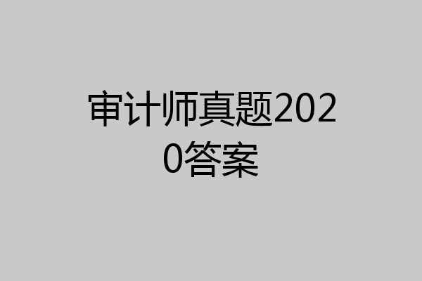 审计师真题2020答案