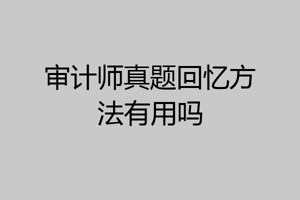 审计师真题回忆方法有用吗