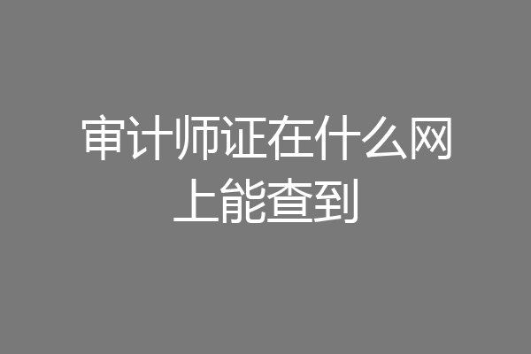 审计师证在什么网上能查到