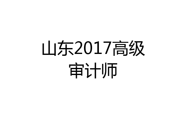 山东2017高级审计师