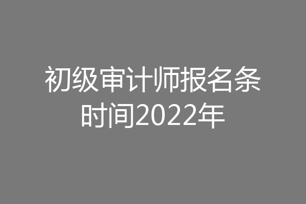 初级审计师报名条时间2022年