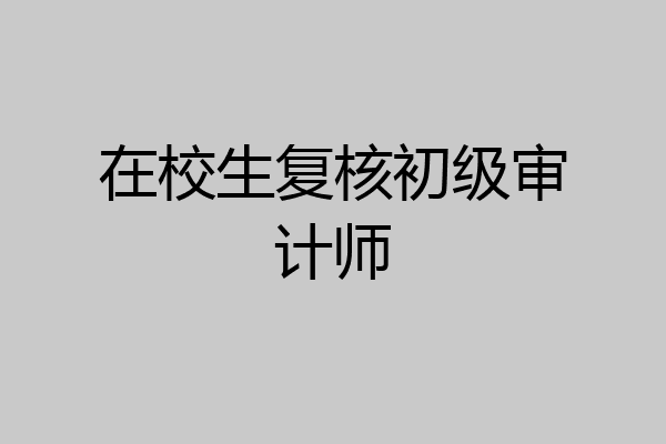 在校生复核初级审计师