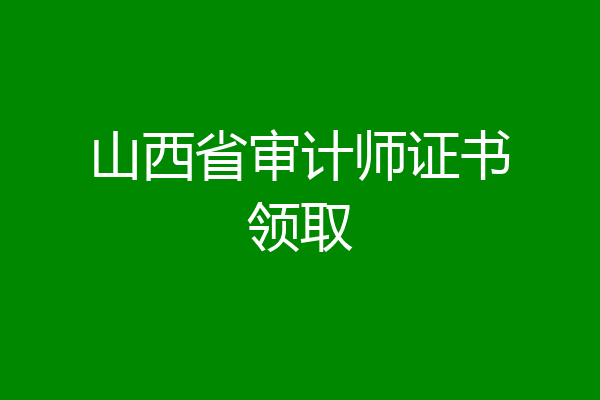 山西省审计师证书领取