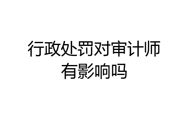 行政处罚对审计师有影响吗