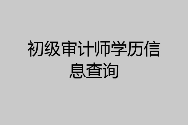 初级审计师学历信息查询