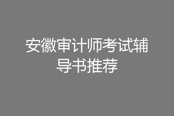 安徽审计师考试辅导书推荐