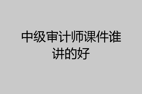 中级审计师课件谁讲的好