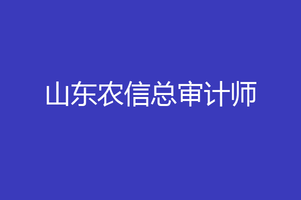 山东农信总审计师