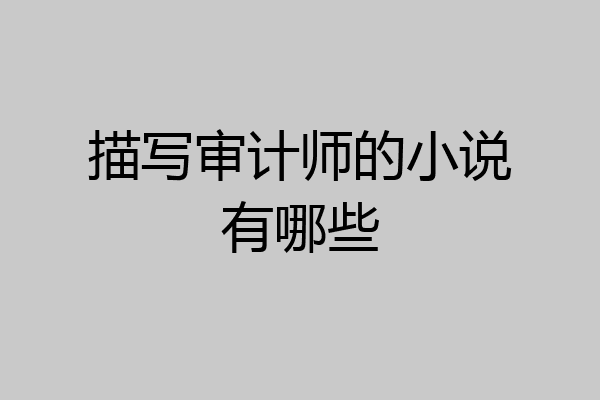描写审计师的小说有哪些
