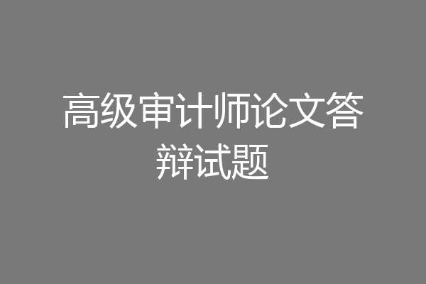 高级审计师论文答辩试题