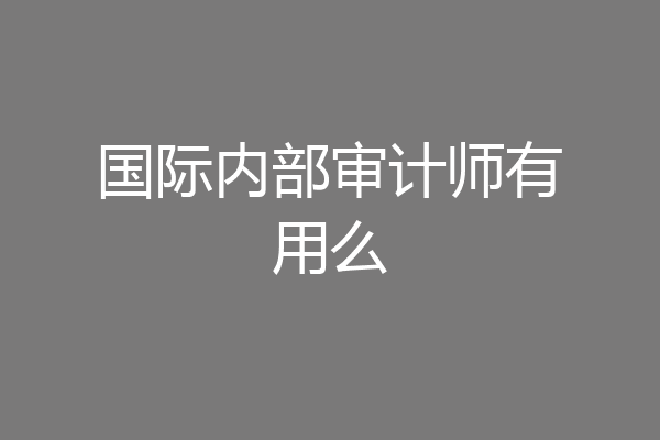 国际内部审计师有用么