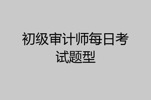 初级审计师每日考试题型