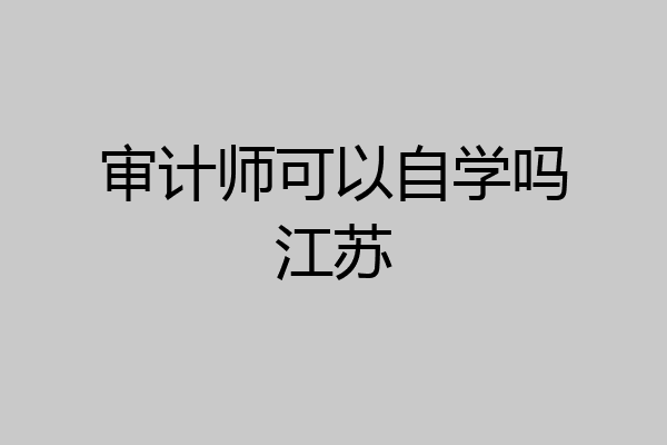 审计师可以自学吗江苏