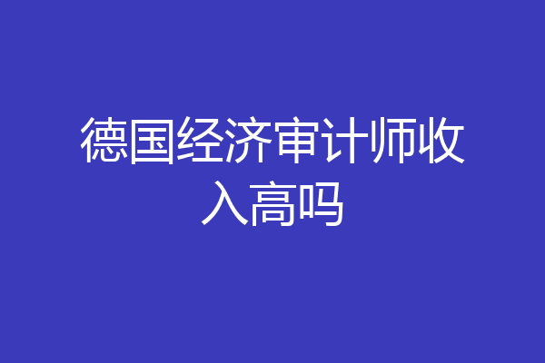 德国经济审计师收入高吗