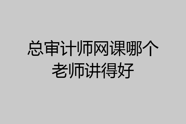 总审计师网课哪个老师讲得好