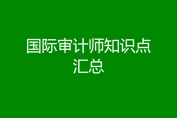 国际审计师知识点汇总