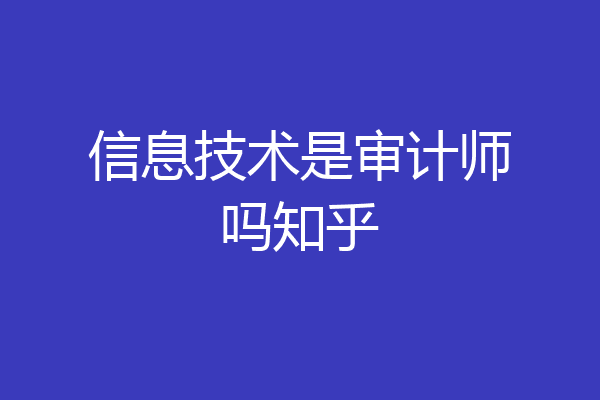 信息技术是审计师吗知乎