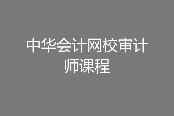 中华会计网校审计师课程