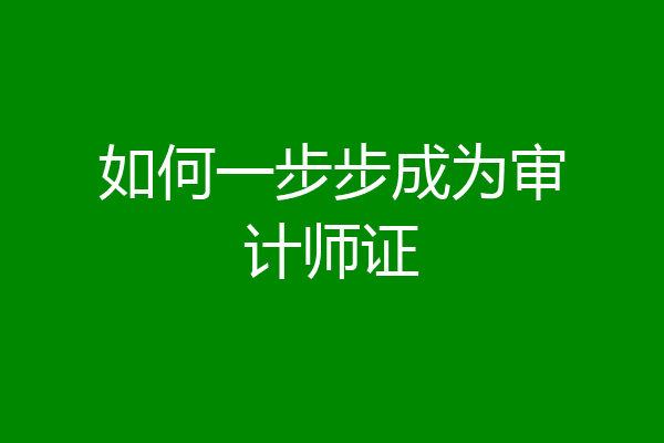 如何一步步成为审计师证