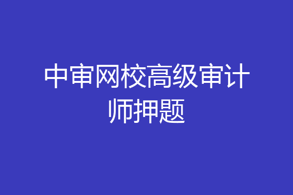 中审网校高级审计师押题