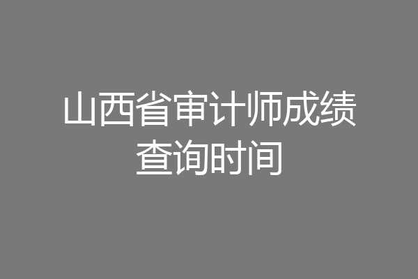 山西省审计师成绩查询时间