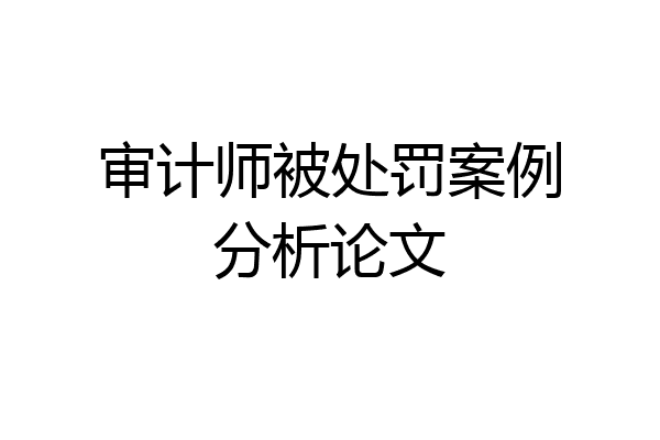 审计师被处罚案例分析论文