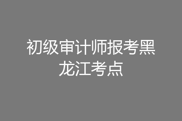 初级审计师报考黑龙江考点