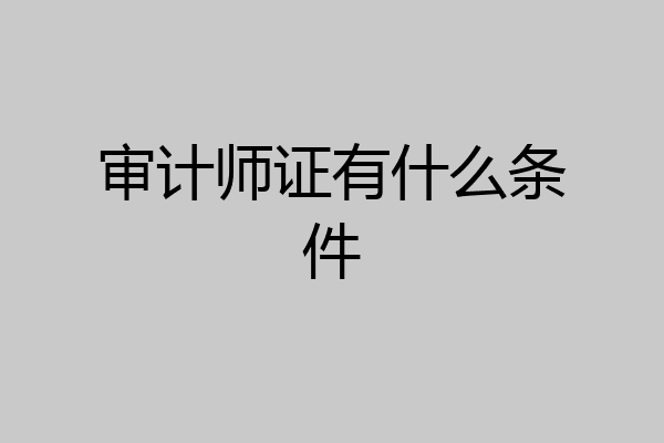 审计师证有什么条件