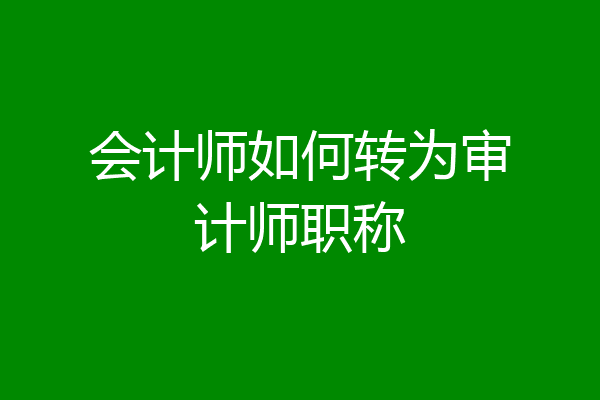 会计师如何转为审计师职称