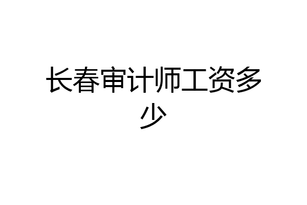 长春审计师工资多少