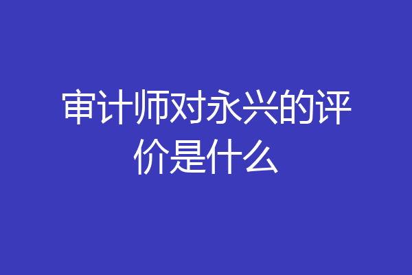 审计师对永兴的评价是什么