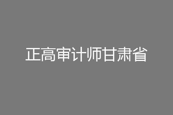 正高审计师甘肃省