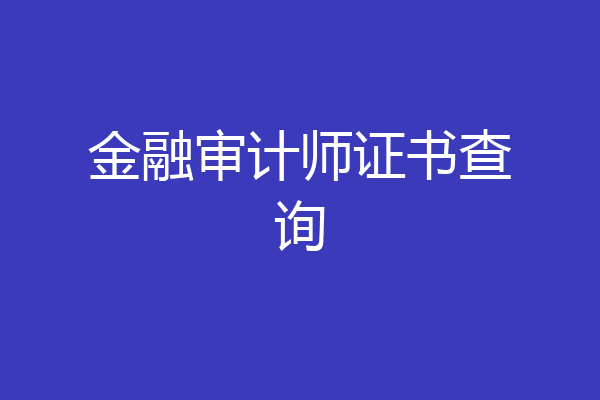 金融审计师证书查询