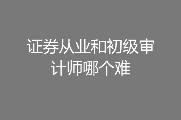 证券从业和初级审计师哪个难