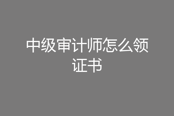 中级审计师怎么领证书
