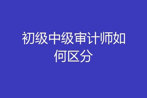 初级中级审计师如何区分