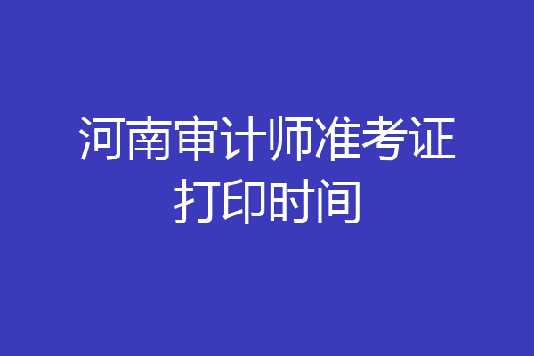 河南审计师准考证打印时间