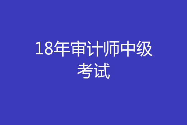 18年审计师中级考试