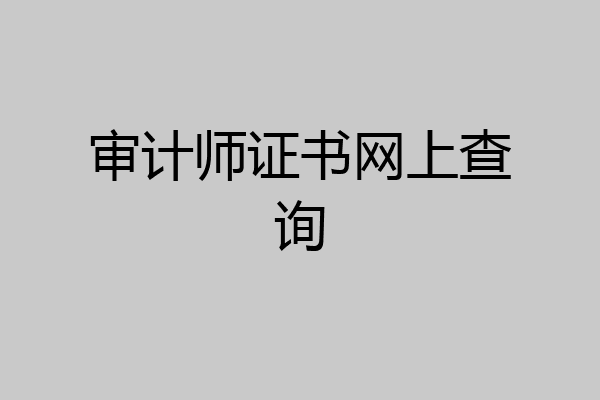 审计师证书网上查询