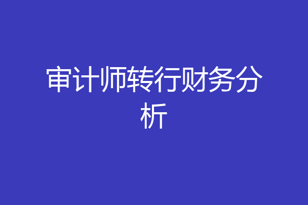 审计师转行财务分析