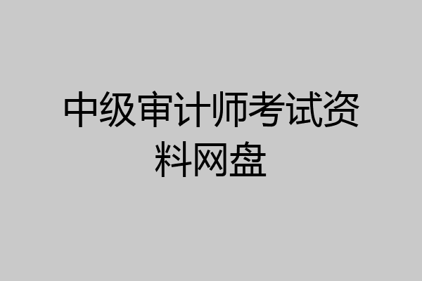 中级审计师考试资料网盘
